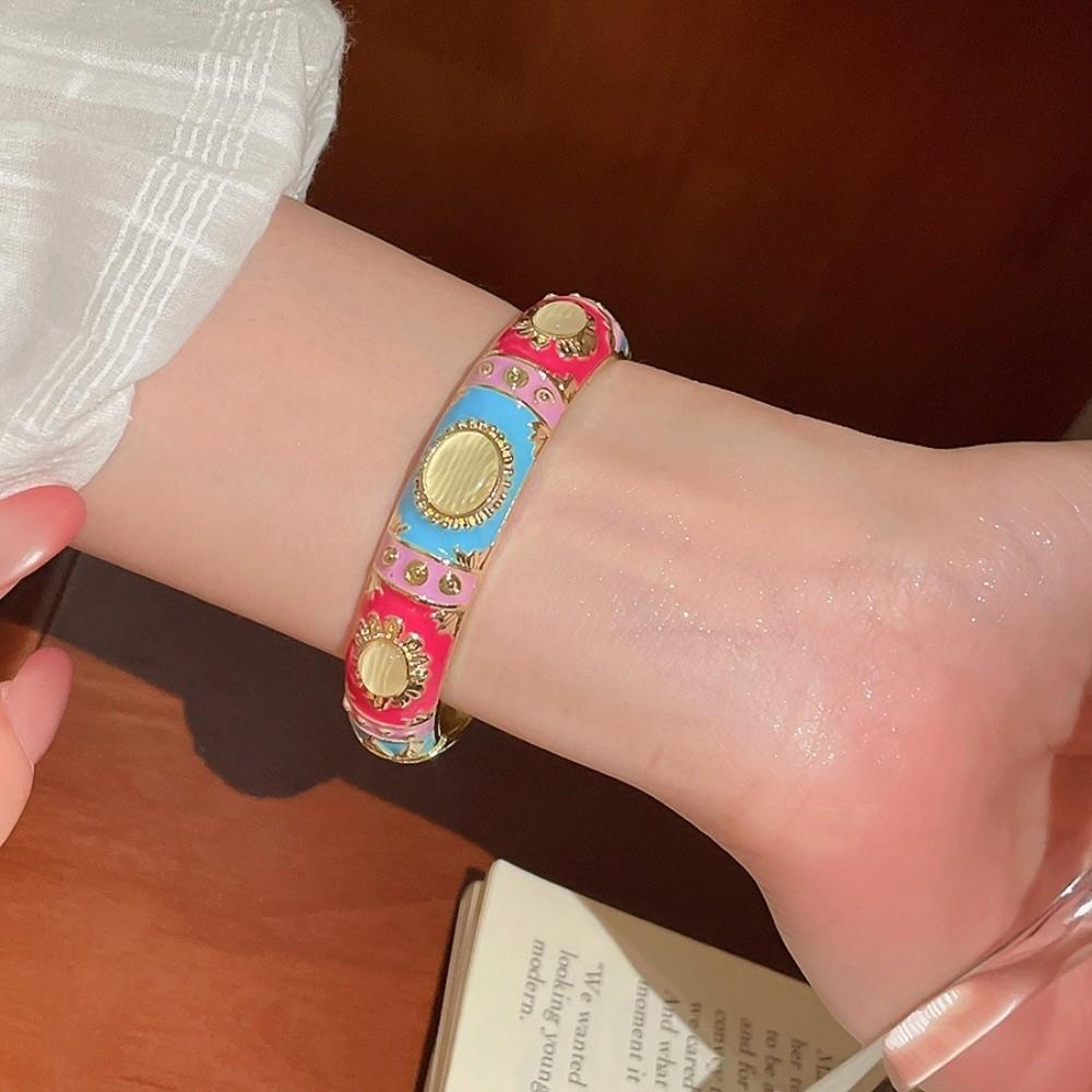 Traditional Vintage Cloisonne Bangle Enamel Floral Women's Hand Bracelet Jewelry Gifts
