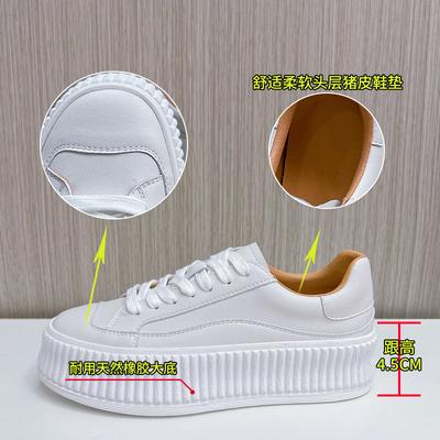 Кожаные белые туфли женские 2025 весна новые женские туфли универсальные бисквитные туфли удобные туфли на платформе женские повседневные одинарные туфли