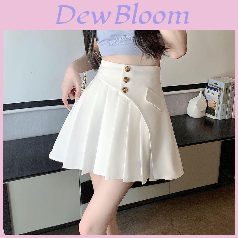 Summer High Waist Cotton Blend Asymmetric Pleated Skirt For Women