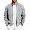 Men S Suede Jacket Casual Baseball Collar Zip Up Retro Flight Jacket