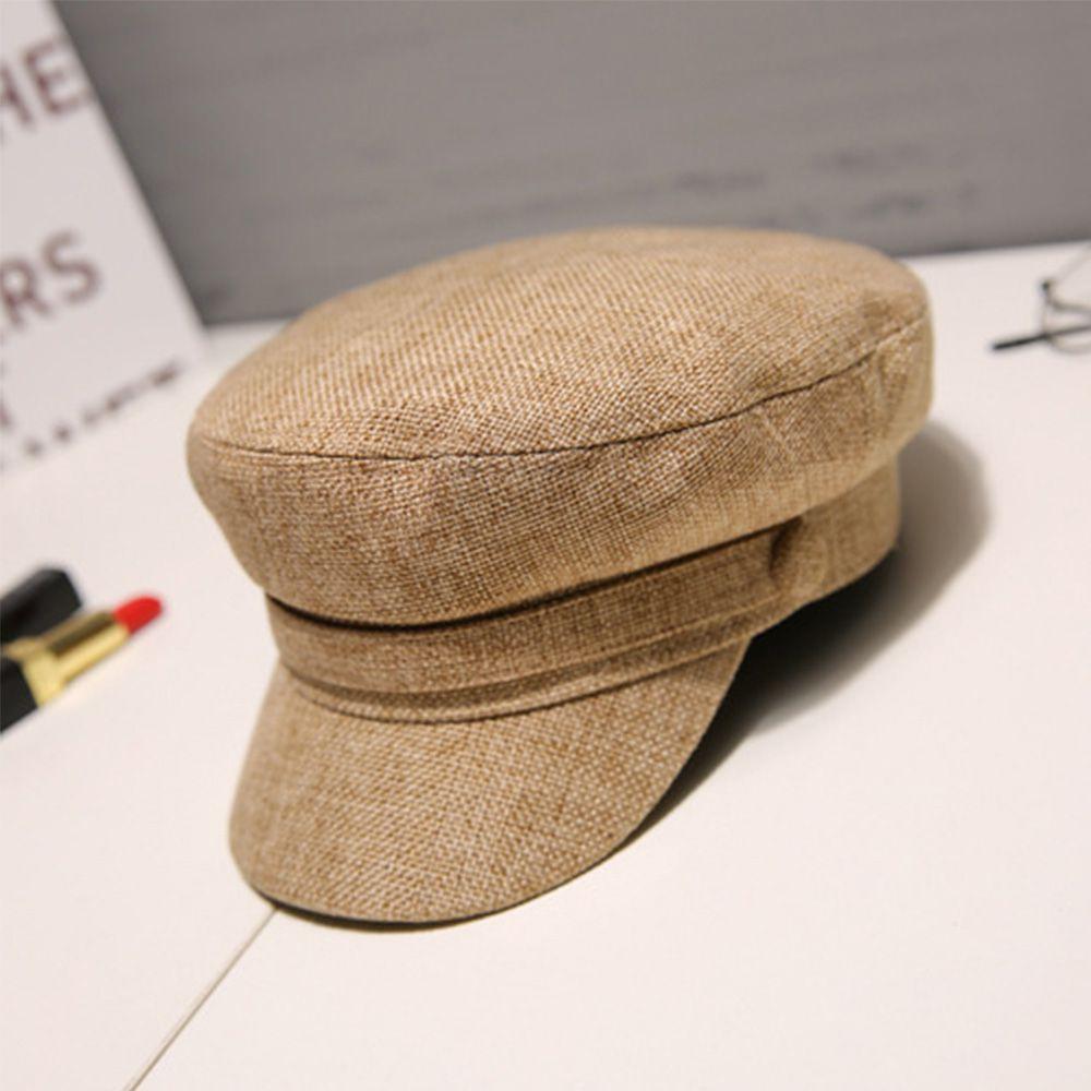 Женские осенние летние хлопково-льняные темно-синие шляпы Восьмиугольные кепки Плоские кепки Береты
