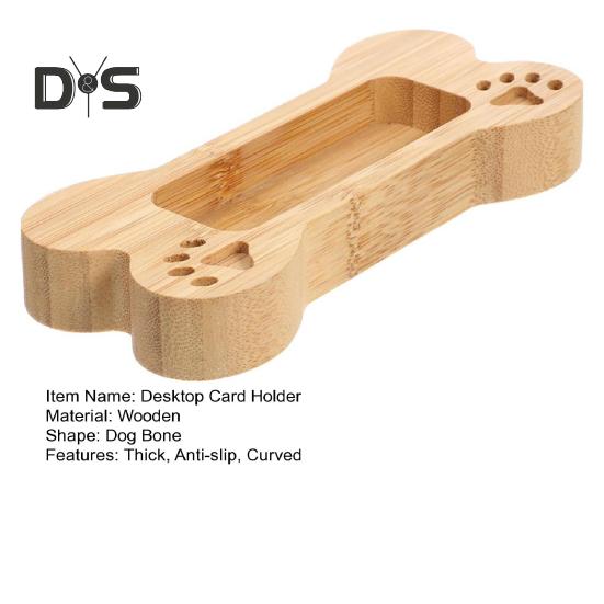Desktop Business Card Holder Dog Bone Shape Curved Thick Wooden Stable Anti-slip Hospital Card Display Stand Office Card Organizer