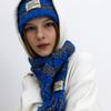 DANCING GRANDMA CURLY STRIPE MUFFLER : BLUE
