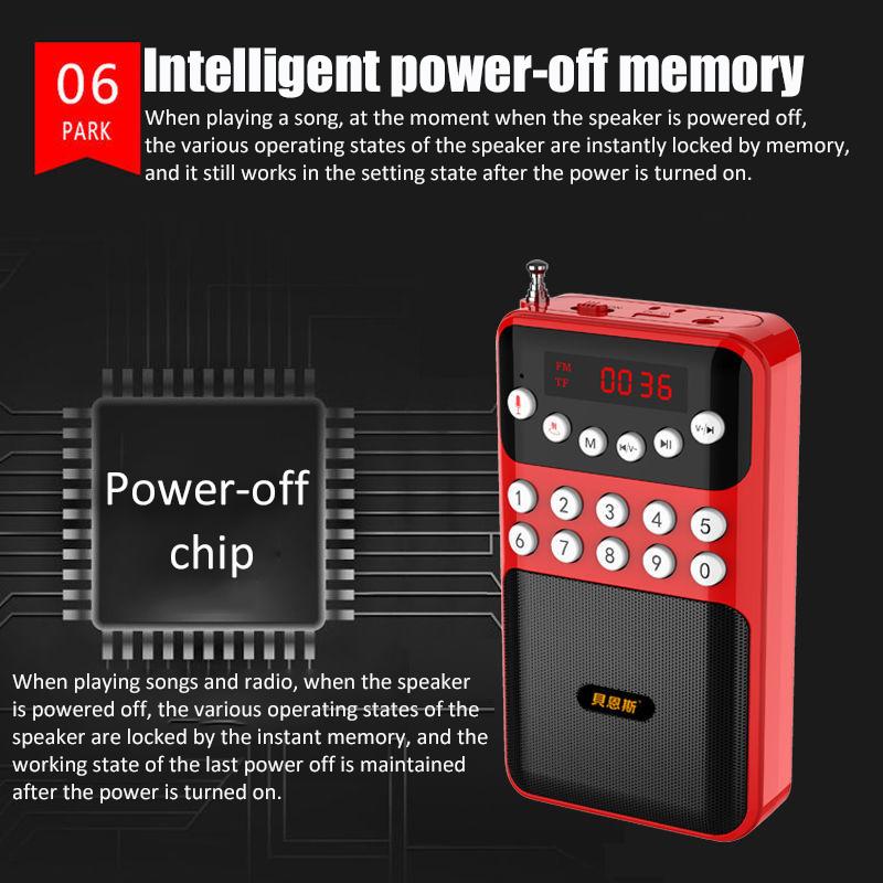 Портативный мини-радио FM-приемник, беспроводной Bluetooth-динамик, TF MP3-плеер с разъемом 3,5 мм, поддержка записи 18650, перезаряжаемый