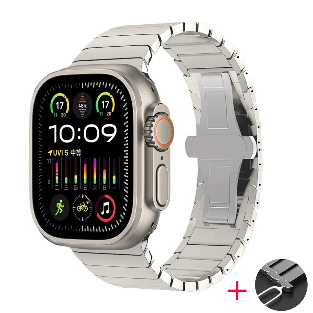 Металлический звеньевой ремешок для Apple Watch Band 45мм 49мм 44мм 41мм 42мм 46мм Ремешок из нержавеющей стали iWatch Ultra 11 10 9 8 7 6 SE