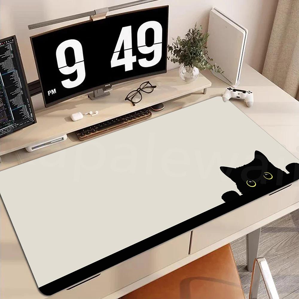 New Gaming Mouse Pad Cat Design Gamer Desk Mat Large Keyboard Pad Pink Plant Cat Carpet Table Mat For Accessories Mausepad