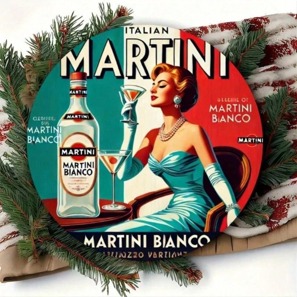 Винтажная алюминиевая картина-постер Martini Элегантная женщина 20x20 см