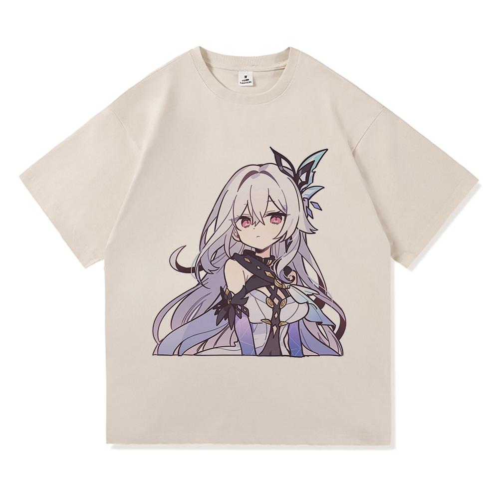 Футболка Genshin Impact Skirk Горячая Мода Мужская/Женская Эстетичная Смешная Милая Графическая Футболка Высокого Качества Повседневные Хлопковые Футболки