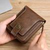 Vintage Men Pu Leather Small Wallet Short Horizontal Zipper Buckle Coin Pocket Tri-fold Card Case Purse