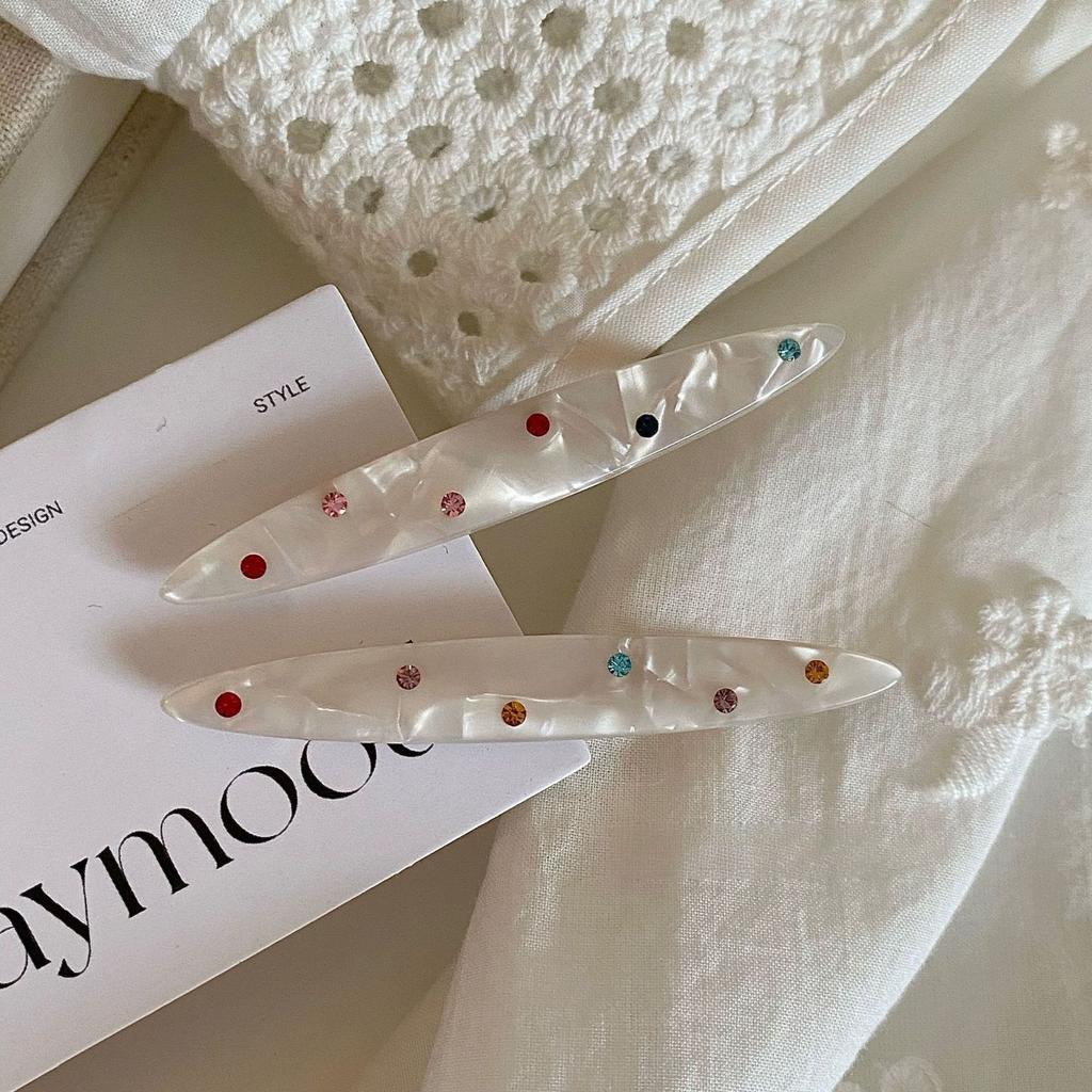 2 шт./комплект Ацетатный Зажим для Волос Цветные Стразы Кристаллы Заколки Боковые Заколки Листья Геометрические Сладкие Элегантные Женские Аксессуары для Волос