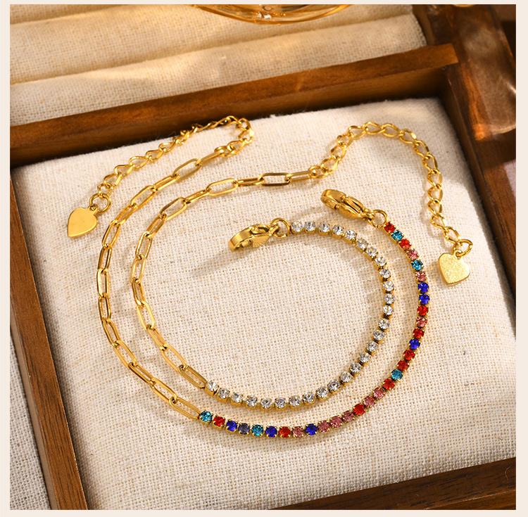Tennis Bracelets, Paperclip Link Chain Bracelet for Women, Stainless Steel Layered Hand Wristband Accessories