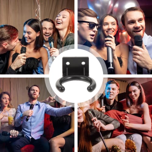 Gerinkoken Microphone Hanger (2-Piece Set), Wall-Mounted Microphone Hanger, Storage Stand, Clip, Wireless, Home Use, Dedicated Hook, Bracket, Clamp, F