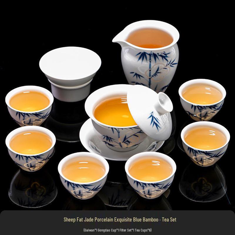 Фарфоровый набор для кунг-фу Linglong из нефрита цвета бараньего жира