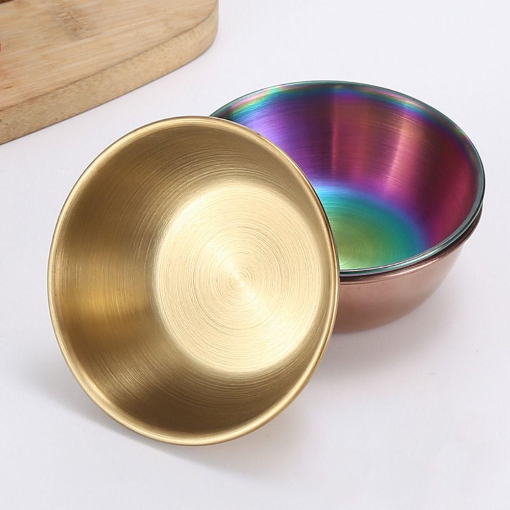 2pcs Thickened Dip Sauce Dish Stainless Steel Snack Dish Tableware Seasoning Dish Dining Table