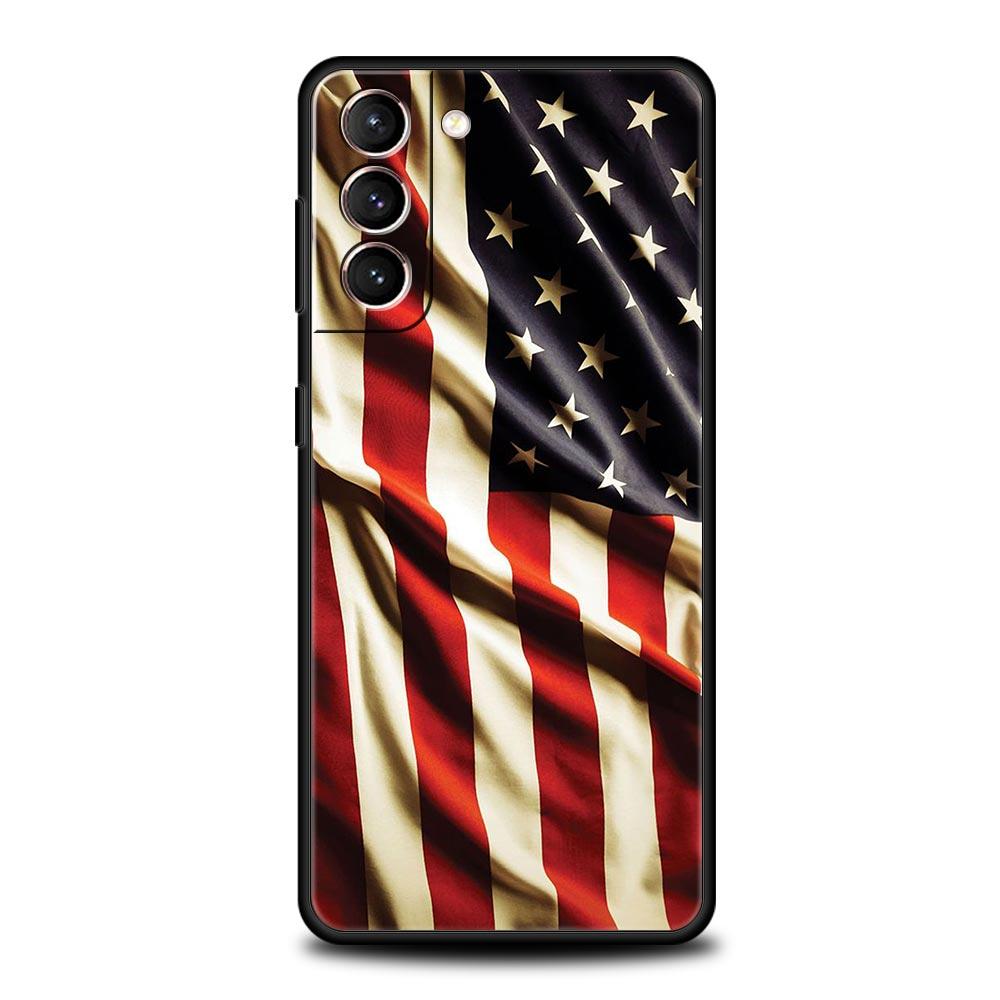 Американский флаг США Чехол для телефона для Samsung Galaxy S26 Ultra S25 Plus S24 FE S23 S22 5G S21 S20 Черный Мягкий
