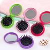 Comb Pocket Size Compact Cosmetic Mirror Included Folding Hair Brush Beauty Tools Scalp Massager