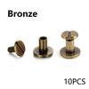 10Sets Flat Head Belt Studs Copper Rivets Decorative Double Cap Leather Screws Leather Tool