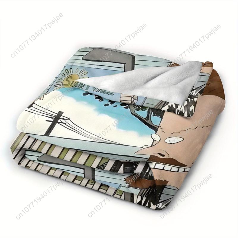Beavis and Butthead Character Flannel Blanket Durable comfortable fabric for all seasons perfect for sofas beds Custom blankets