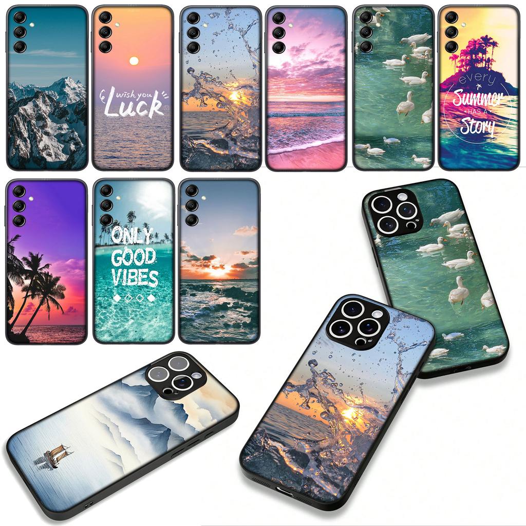 for Samsung Galaxy A25 A37 A57 A12 A14 A50 A51 A70 A71 A72 A21S A04 M15 Note 20 9 8 10 Case Beach Mountain Sea Travel Sand