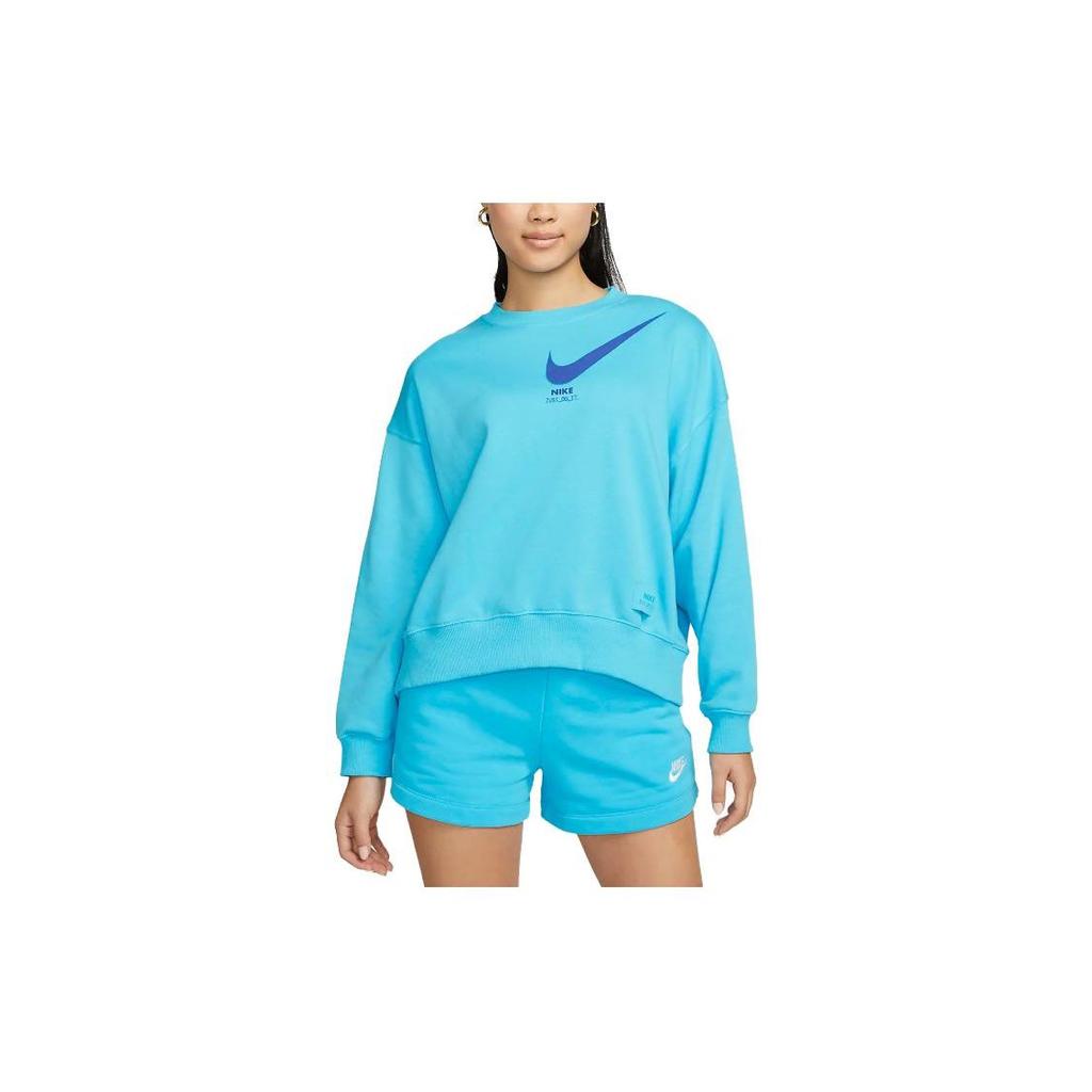 Nike Sportswear City Utility Logo Print Casual Crewneck Sweatshirt Women Sweatshirt Royal-Blue DV8019-416