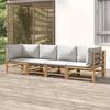 VidaXL Garden Lounge Set 4 Pcs with Light Grey Cushions Bamboo 3155088
