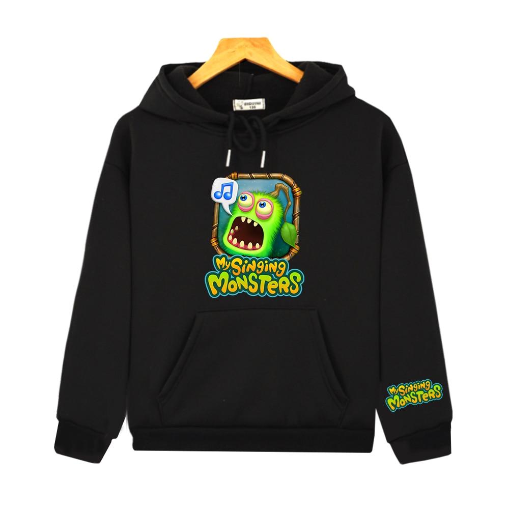 Толстовки с героями мультфильмов «Мои поющие монстры», зеленые детские толстовки с графическим принтом, флисовые пуловеры с капюшоном для мальчиков и девочек, толстовки с капюшоном для мальчиков, толстовки для девочек