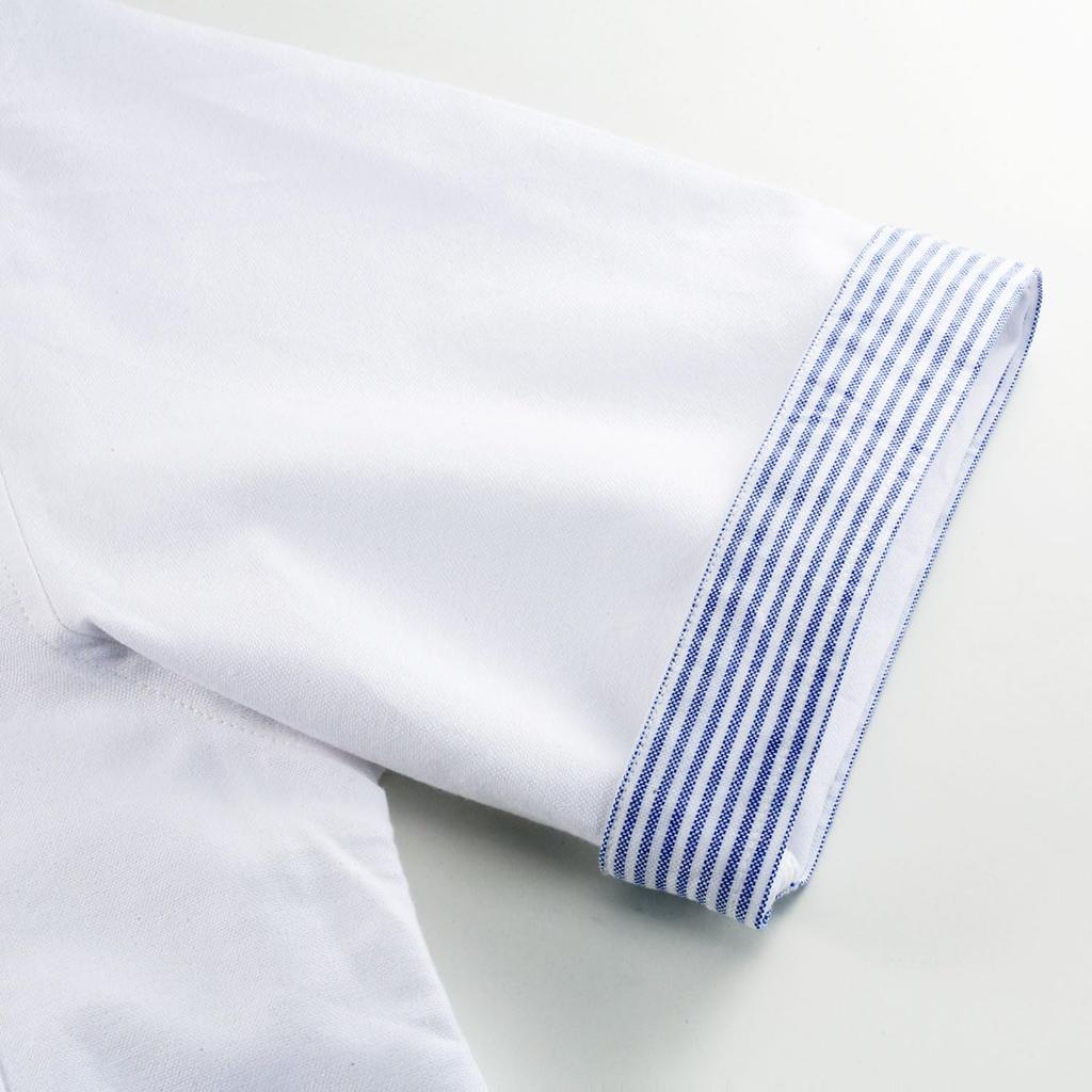 Оксфордская рубашка для мужчин [WOODS] Сделано в Японии, с коротким рукавом (XL, белый)