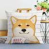Cartoon Shiba Inu Print Decorative Pillowcase Bedroom Living Room Square Cushion Pillowcase