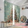 2pcs,2D Plane Printing Creative Curtains Christmas Tree (2) Durable Polyester (without Rod) Decorations Outdoor Perfect for