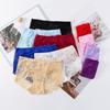 4PCS Mesh Transparent Lace Flower Panties Low Waist Women Underwear Seamless Lace Briefs Female
