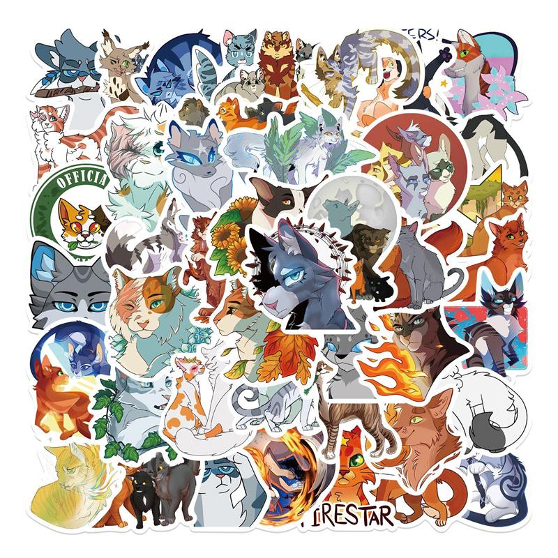 10/25/52pcs Warriors Cats Furry Graffiti Stickers for DIY Luggage Laptop Skateboard Motorcycle Bicycle Stickers