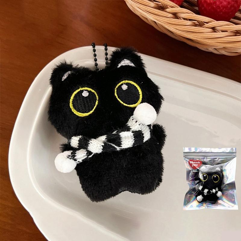 Милая черная кошка пищащая плюшевая кукла брелок мягкая плюшевая кукла котенок брелок милая школьная сумка подвеска украшение пара подарки