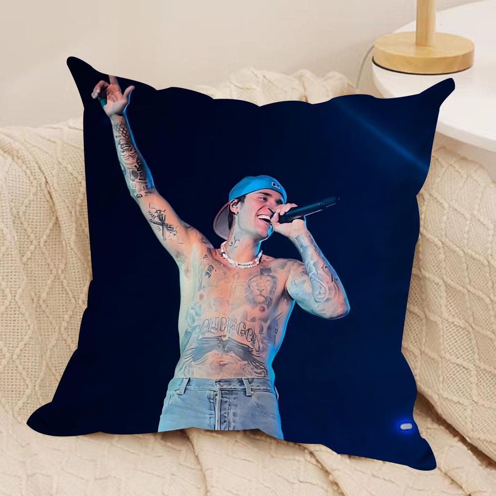 JJustin B Bieber Cushion Cover Soft Plush Throw Pillow Cover DoubleSided Decorative Cushion Case Sofa Bedroom Home Decor