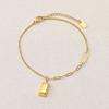 Gold Small Gold Bar Titanium Steel Necklace Women'S Light Luxury Stainless Steel Rich Small Gold Brick Necklace + Bracelet Set