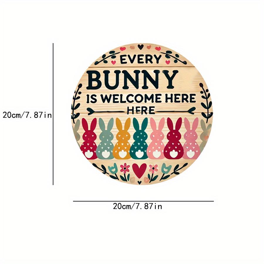 2D Flat 20cm Easter Bunny Welcome Sign Wooden Wall Hanging Decor - Car Balloon Universal Holiday Wooden Pendant, Home Decoration, Welcome Sign Party