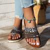New Toe Clip Thin Strap Women's Sandals Hollow Flat Sandals Sunflower Pattern Outdoor Beach Slippers Sandals