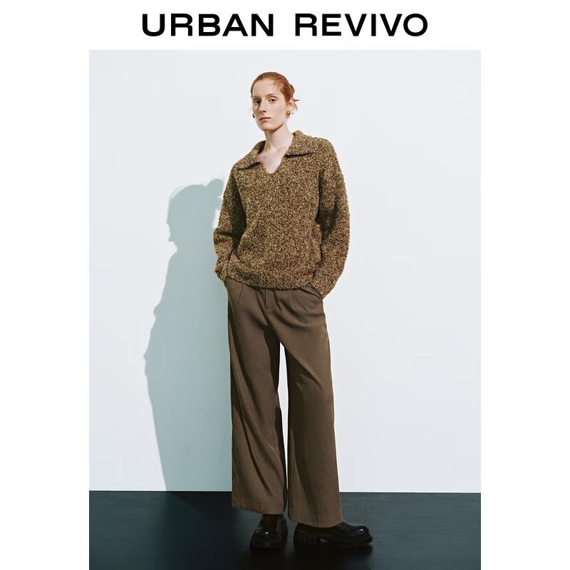 UR Women's Fall 2025 Retro Half-Elastic High-Waist Wide-Leg Trousers