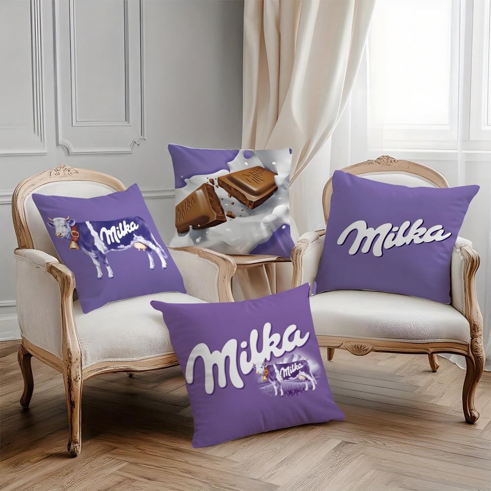 Funny MMilka Chocolate Logo Pillow Case Printing Pillowcase Living Room Sofa Cushion Cover Bedroom Room Decor