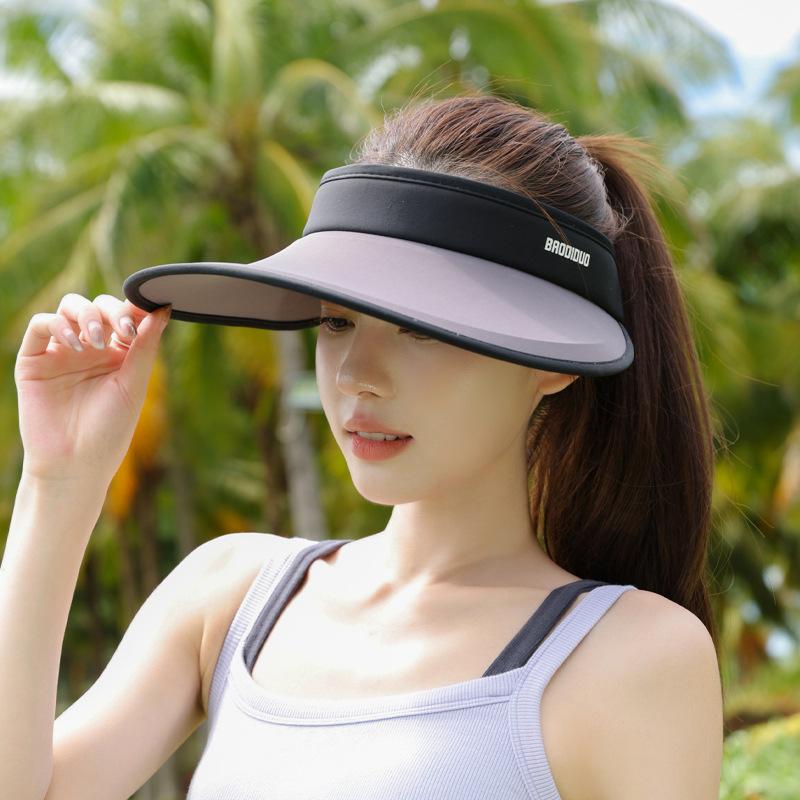 Summer Ice Silk Big Brim Sunscreen Hat Women's Outdoor Travel Visor Casual Sports Fashion Versatile Empty Top Hat