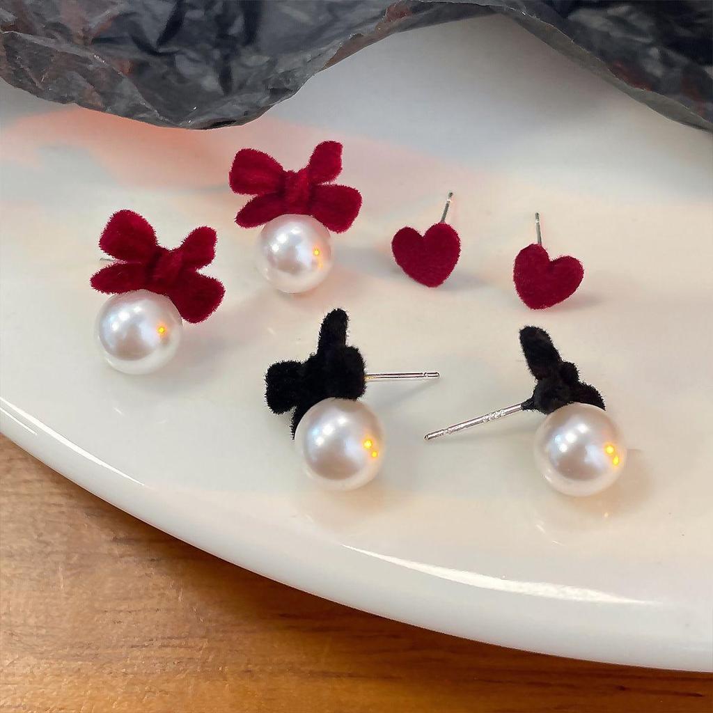 Серьги-флокеры Silver Needle Velvet Red Bow - шикарный комплект осень/зима