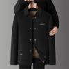 Mens Reversible Wool Blend Jacket With Removable Down Inner Liner Slim Stand Collar Warm Winter
