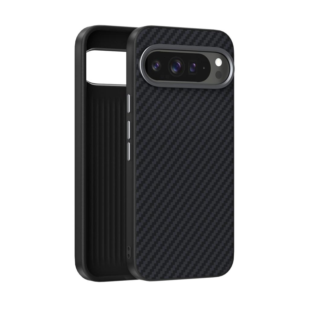 Чехол для Google Pixel 9 Pro XL Shockproo Magsafe Slim из жесткого сплава с магнитным беспроводным зарядным устройством из углеродного волокна, испытание на падение