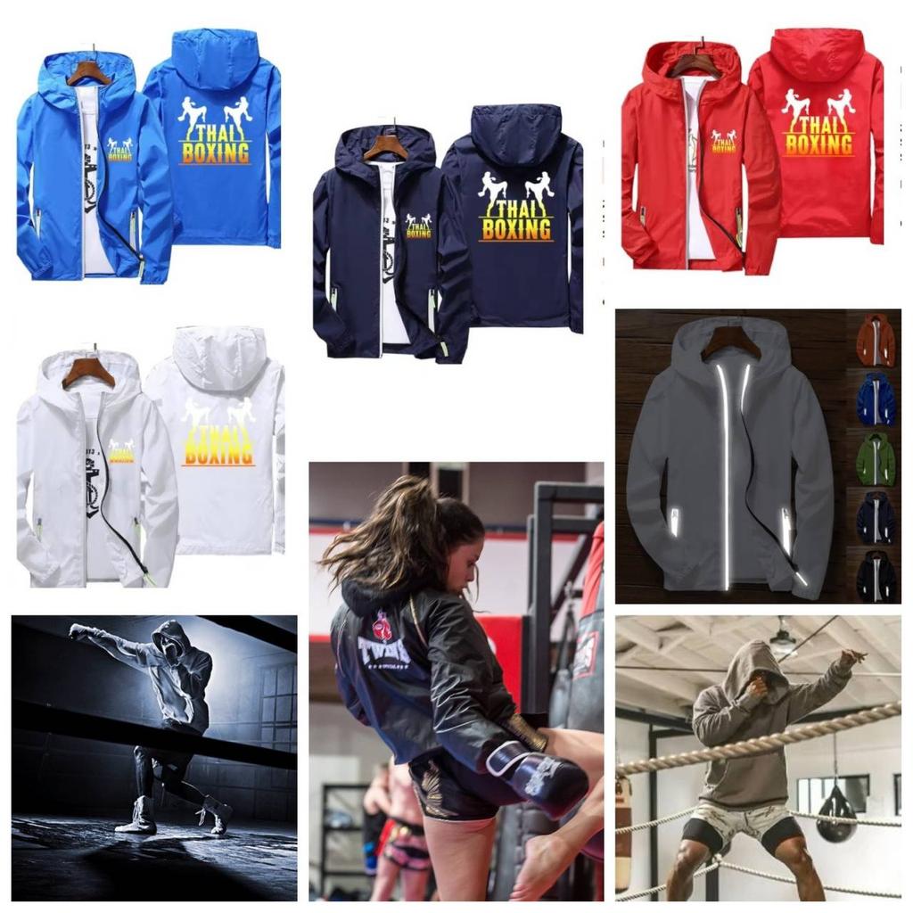 Муай Тай Кикбоксинг ММА UFFC Куртка Толстовка Ветровка Худи на молнии Мужская Женская Детская Унисекс Длинный рукав Принт Спорт Зал Фитнес Тренировка