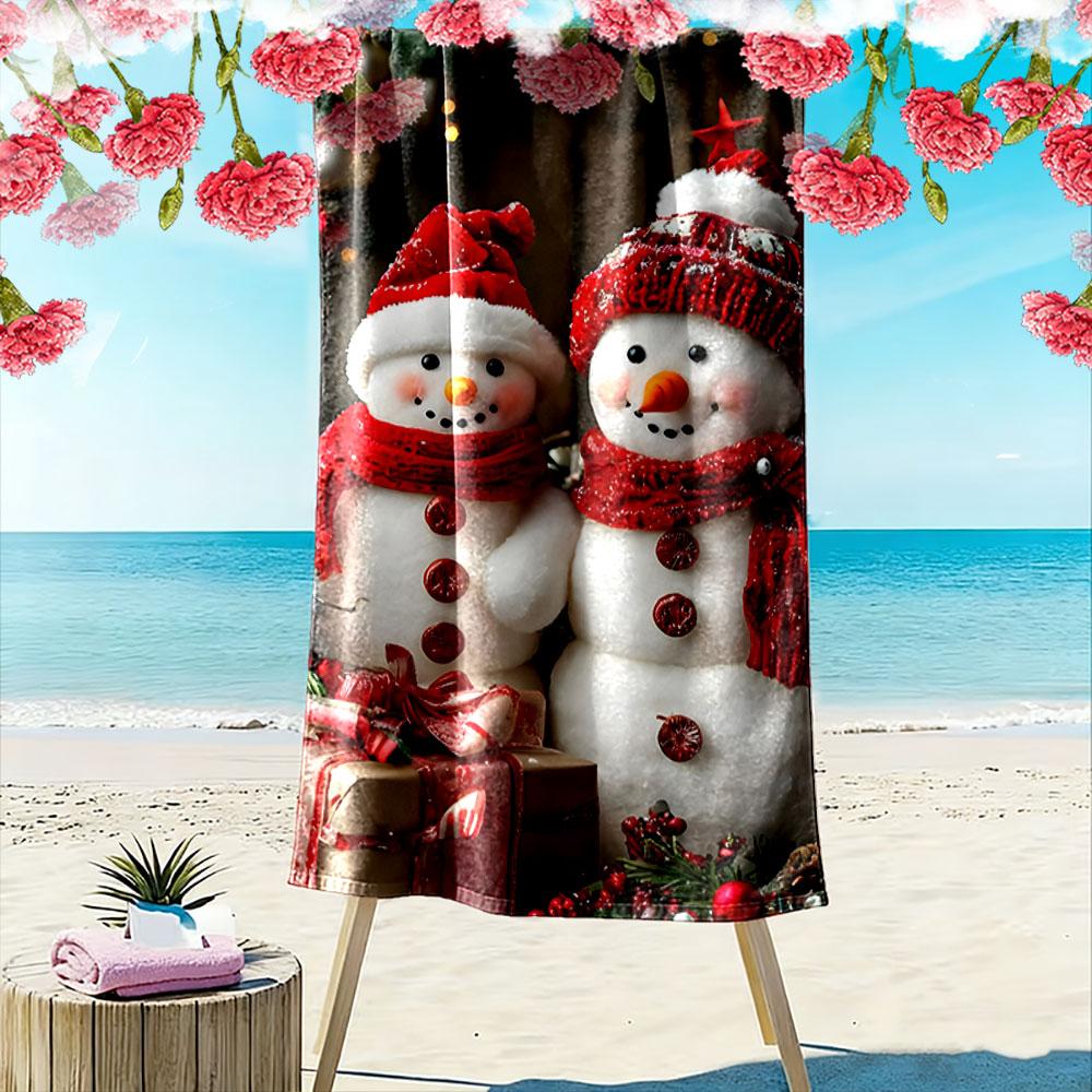 Frosty winter charm duo Print beach towel, quick drying, suitable for travel, outdoor sports, jogging, the beach and swimming, gift
