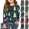 Рождественские футболки с длинным рукавом для девочек, детские осенние топы с круглым вырезом и принтом, базовые футболки