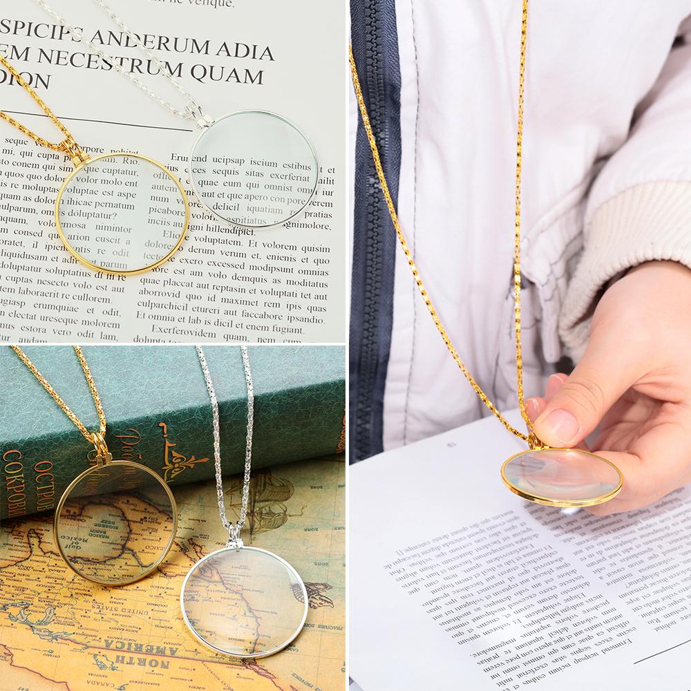 Подвеска-лупа, монокль, линза для чтения, ювелирное украшение, лупа 5-кратного увеличения, увеличительное стекло, ожерелье