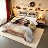 Smiling Jesus Christ with Golden Halo Cross Bedding set (1 duvet cover, 2 pillowcases, duvet not included), Religious Spiritual Art Print