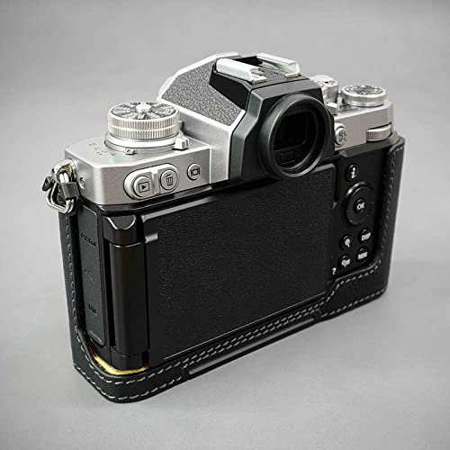 Japanese Italian Leather Camera Case for Nikon Z Fc Classic Black Black Metal Plate Luxury Genuine Leather Stylish Cool Nikon Zfc Case Lims