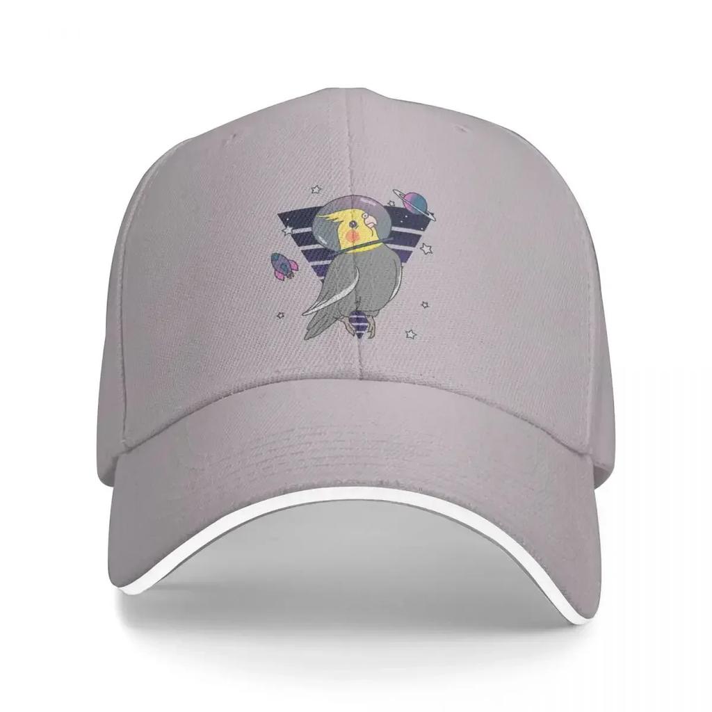 Space Bird Astronaut Animal Parrots Cockatiel Doodle Unisex Baseball Caps Peaked Cap Sun Shade Adjustable Windproof Hat