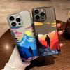 Чехол для iPhone 15/14/13/12 с изображением горного туриста на закате - Защитный чехол с пейзажем приключений